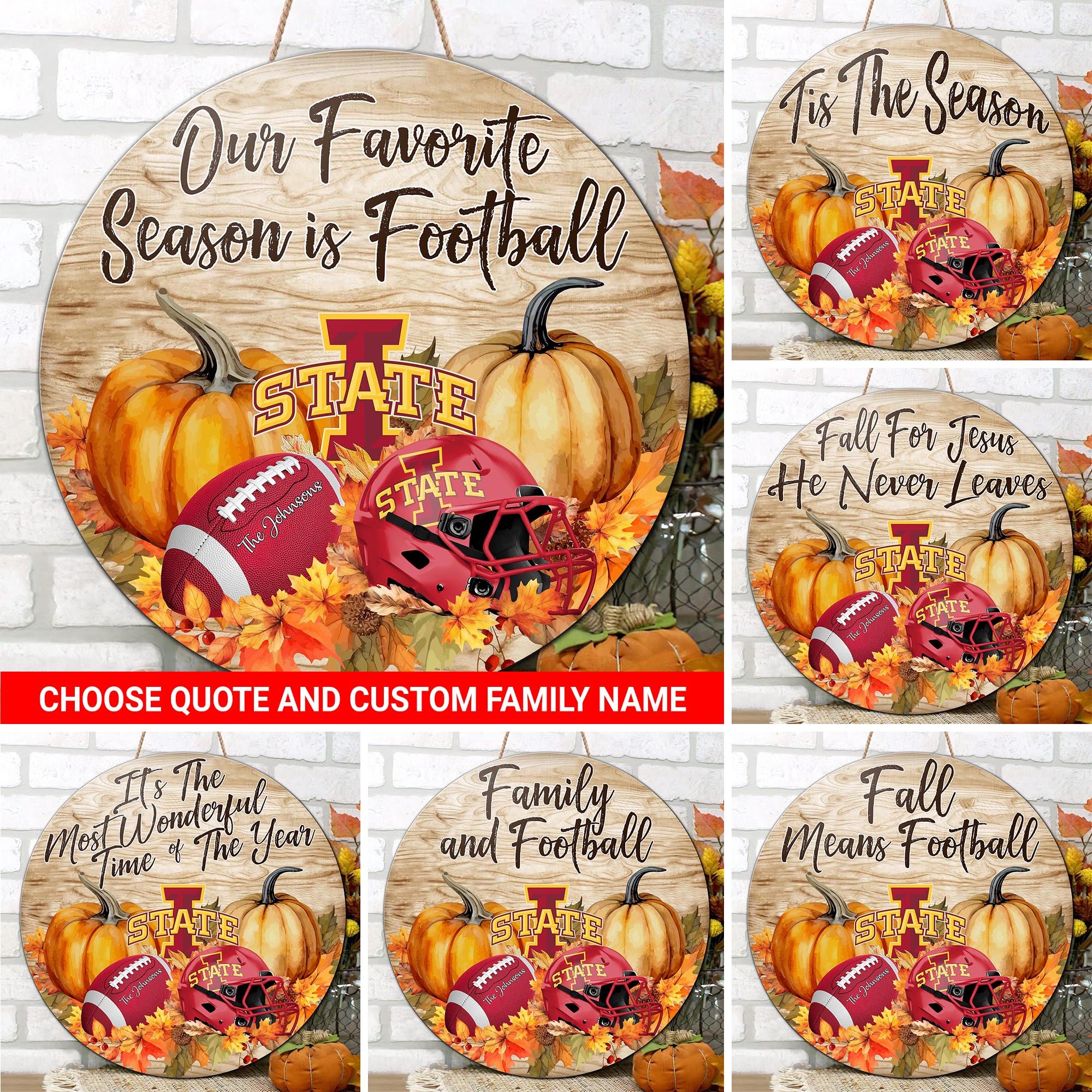 Iowa State Cyclones Shape Wooden Sign Custom Your Family Name And Choose Your Quotes, Sport Gifts, Home Decorations ETRG-51656